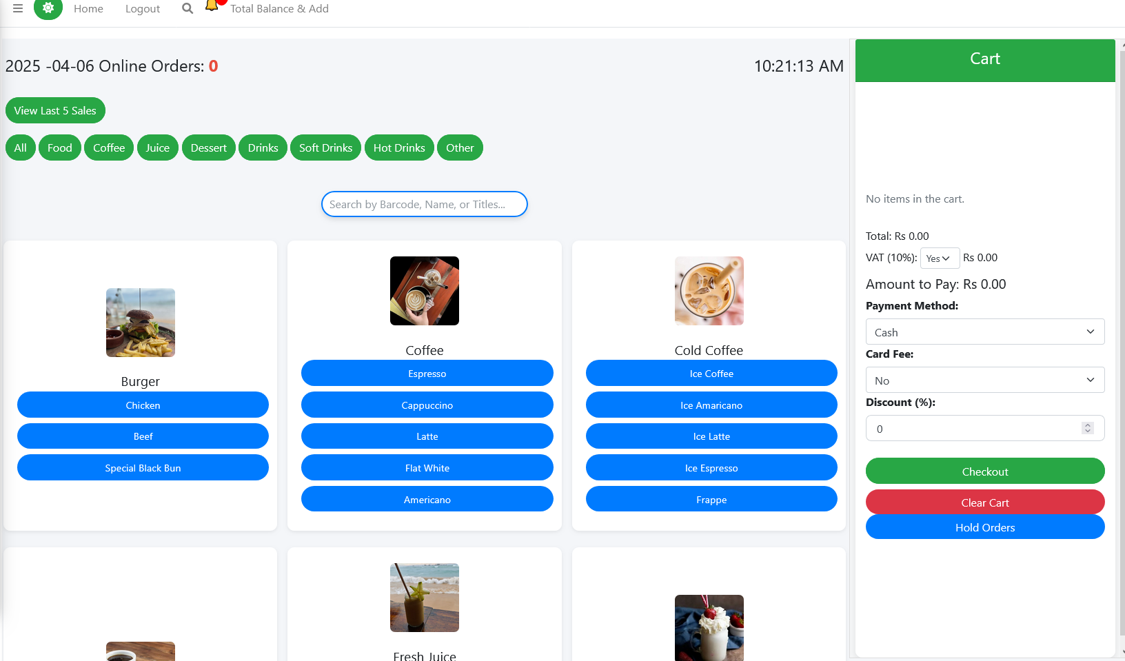 POS & Inventory Management Dashboard Screenshot